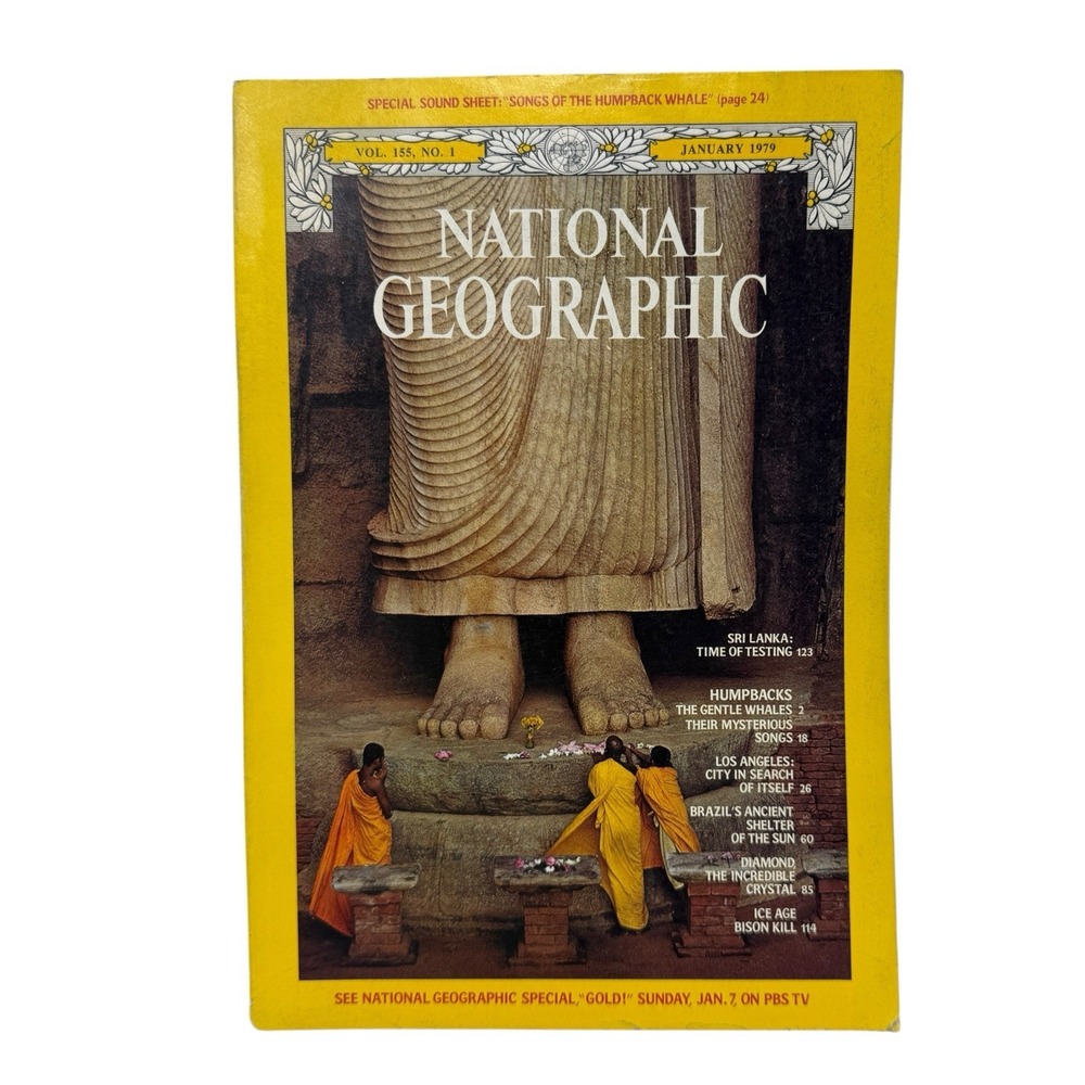 National Geographic January 1979 Sri Lanka Brazil Diamond Humpback Whale w/Recor